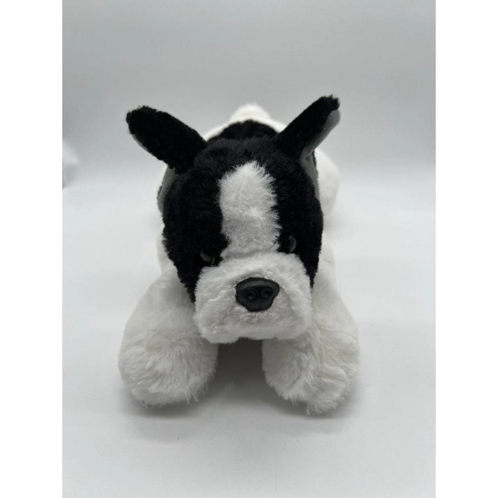 FAO Schwarz French Bulldog Plush Stuffed Animal Black White Frenchie Dog